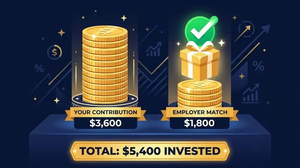 401k employer match free money illustration contribution example