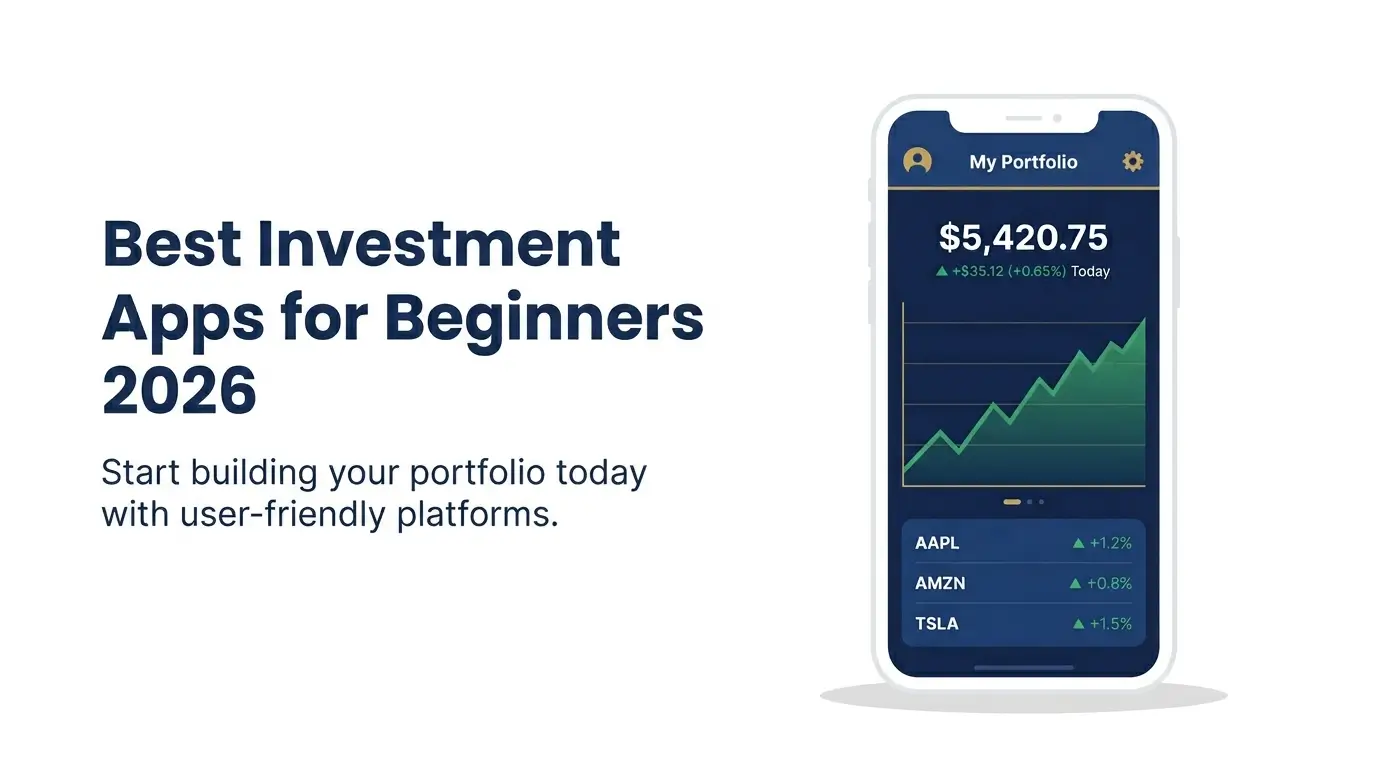best investment apps for beginners 2026 smartphone portfolio growing chart illustration