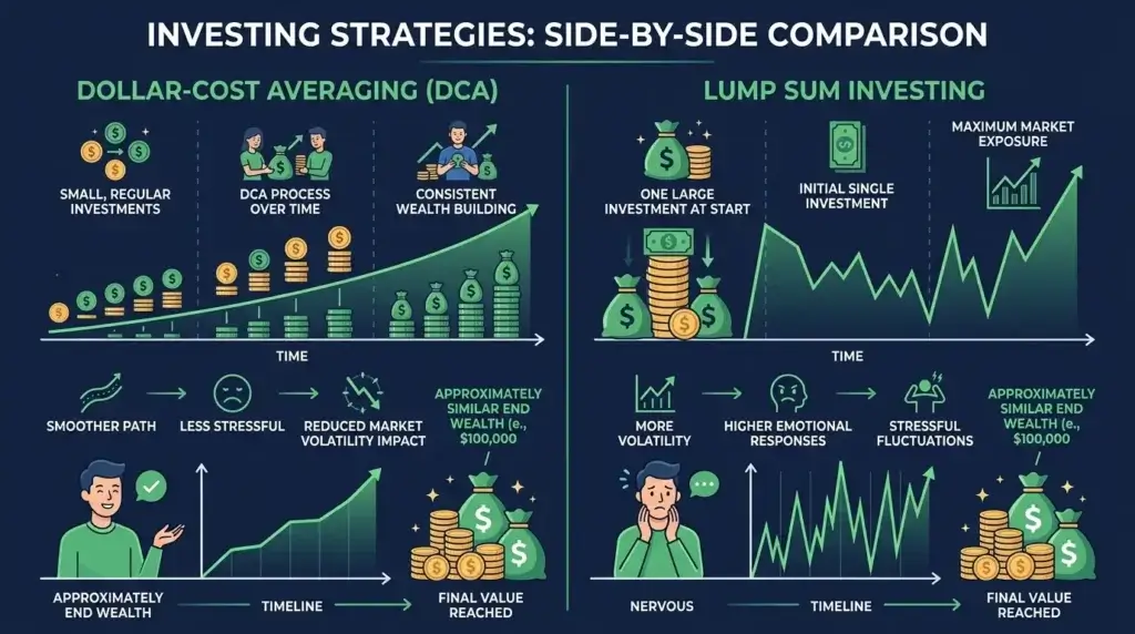 dollar cost averaging vs lump sum investing comparison strategy chart