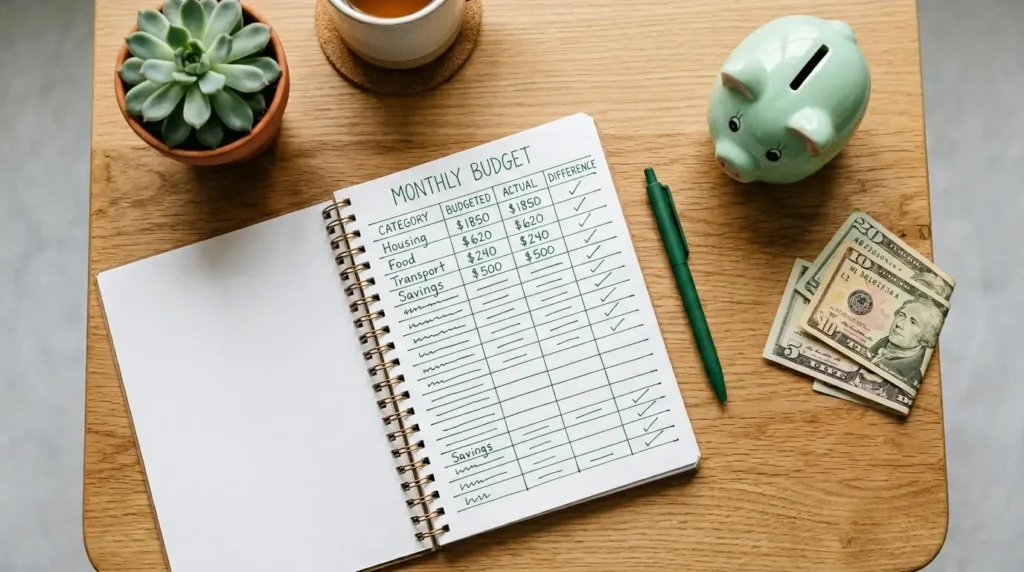 Person planning a budget to allocate money toward an emergency fund