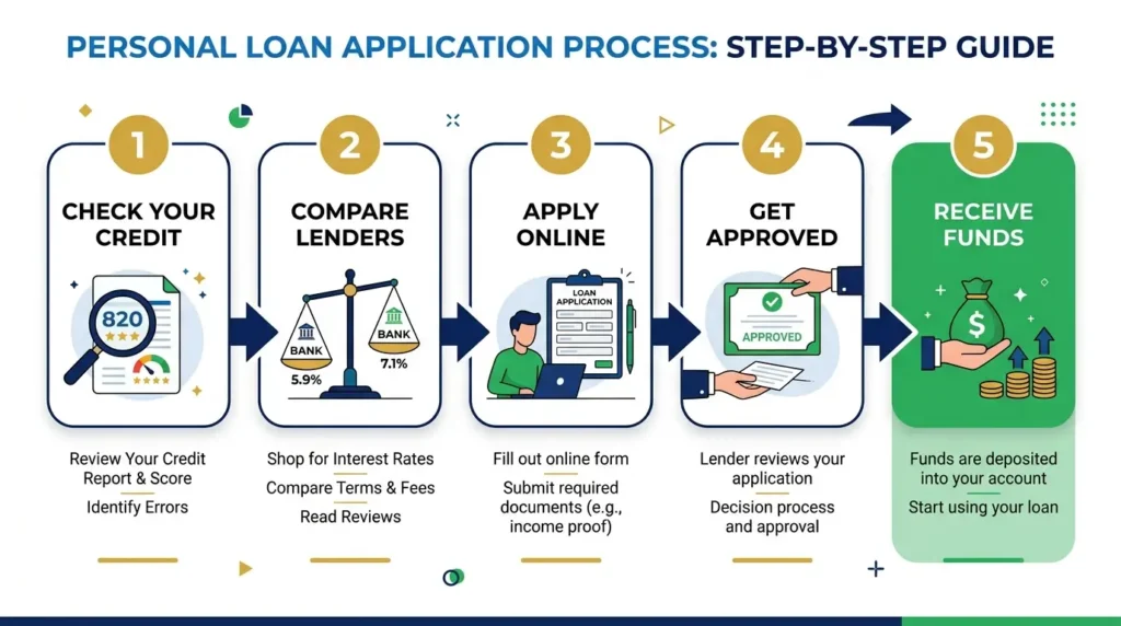 how to apply for a personal loan step by step process check credit compare lenders get approved