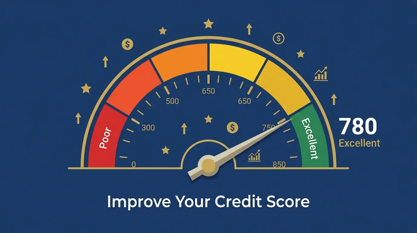 ow to improve your credit score gauge from poor to excellent FICO score illustration 2026
