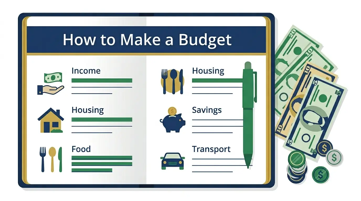 how to make a budget planner with income expense savings categories illustration 2026