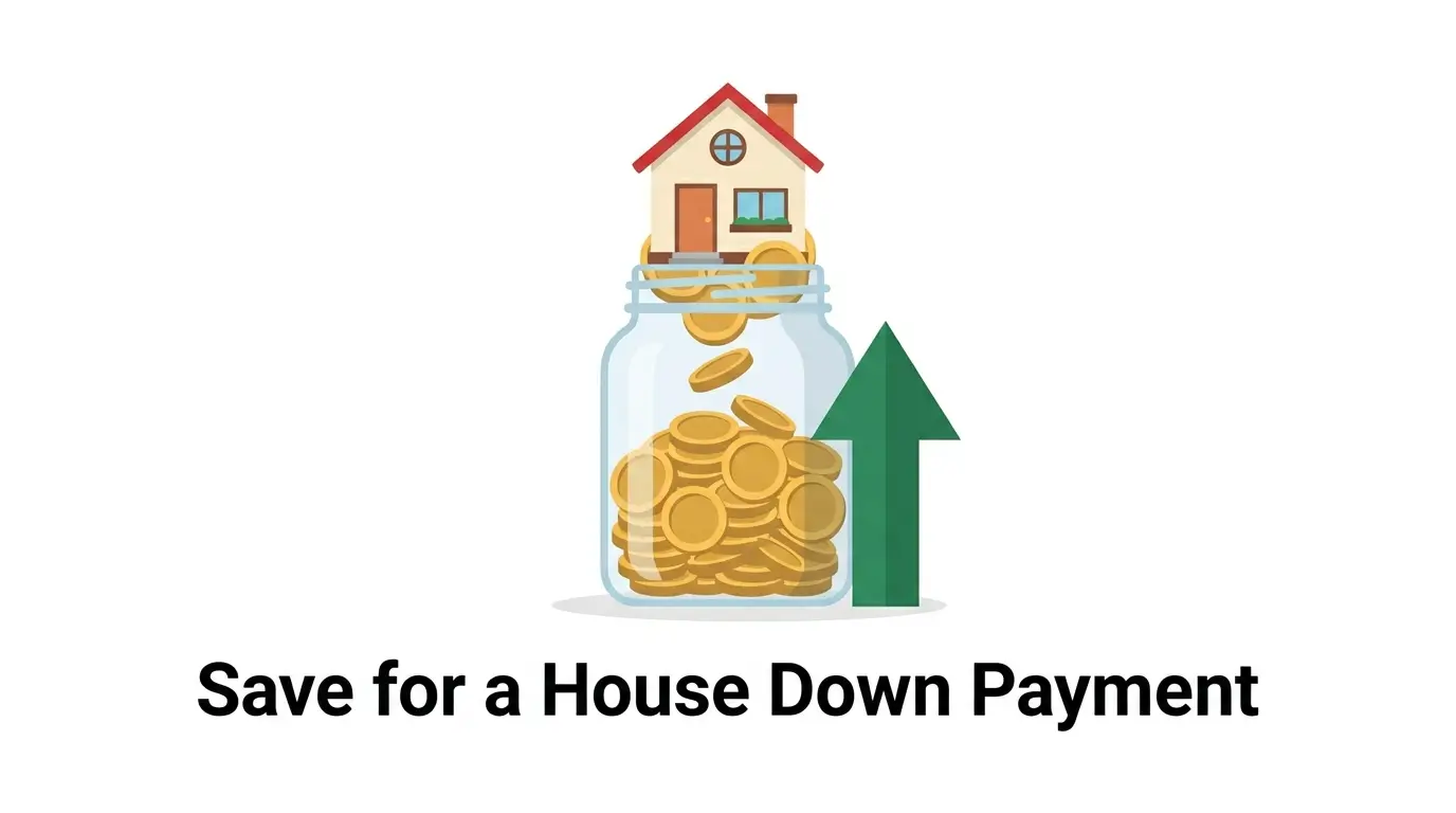 how to save for a house down payment glass jar coins house illustration 2026