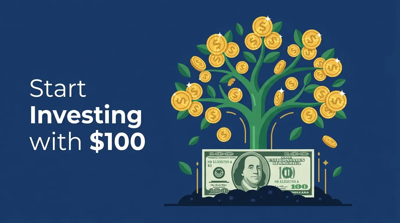 how to start investing with $100 beginner guide money growing tree illustration 2026