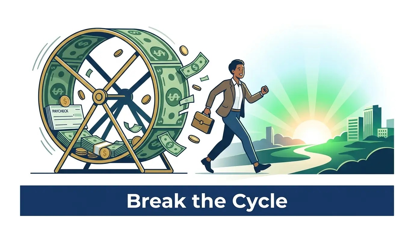 how to stop living paycheck to paycheck break the cycle financial freedom illustration