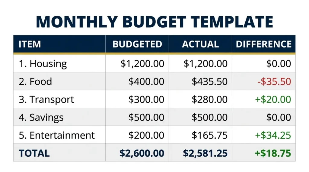 monthly budget template spreadsheet categories housing food transport savings how to make a budget