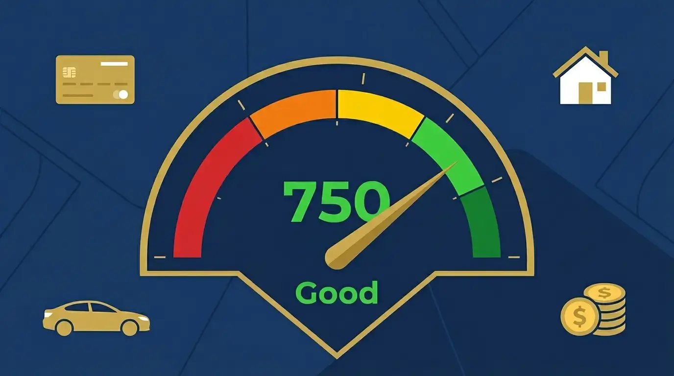 what is a credit score meter showing 750 good score