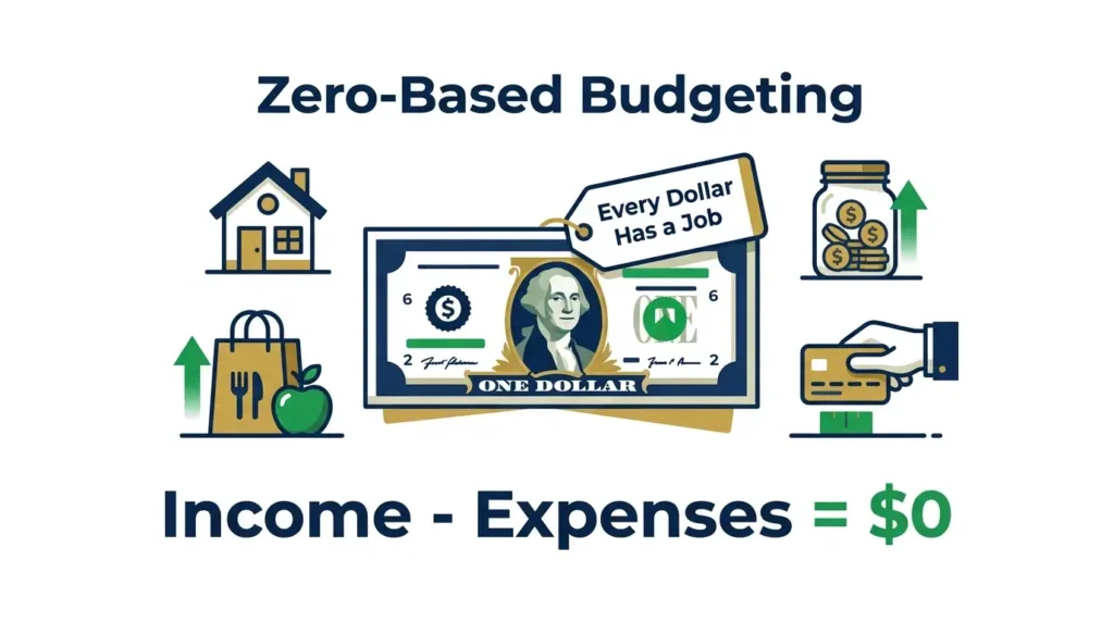 zero-based budgeting every dollar has a job income minus expenses equals zero