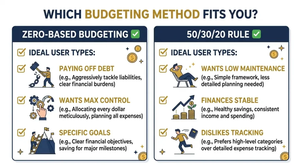 is zero based budgeting right for you vs 50/30/20 rule comparison checklist