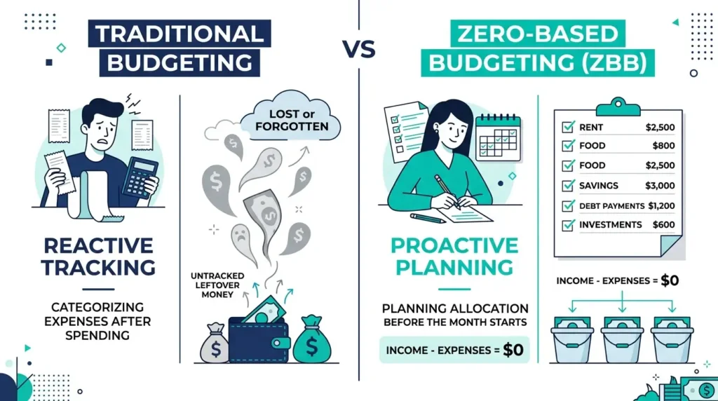 zero based budgeting vs traditional budgeting comparison proactive vs reactive