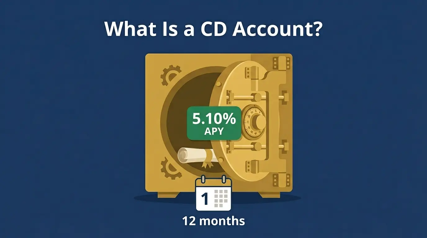 what is a CD account certificate of deposit vault 5.10% APY 12 months locked illustration 2026 ·